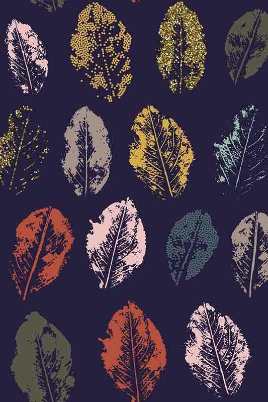 silver foil printed pattern of leaves