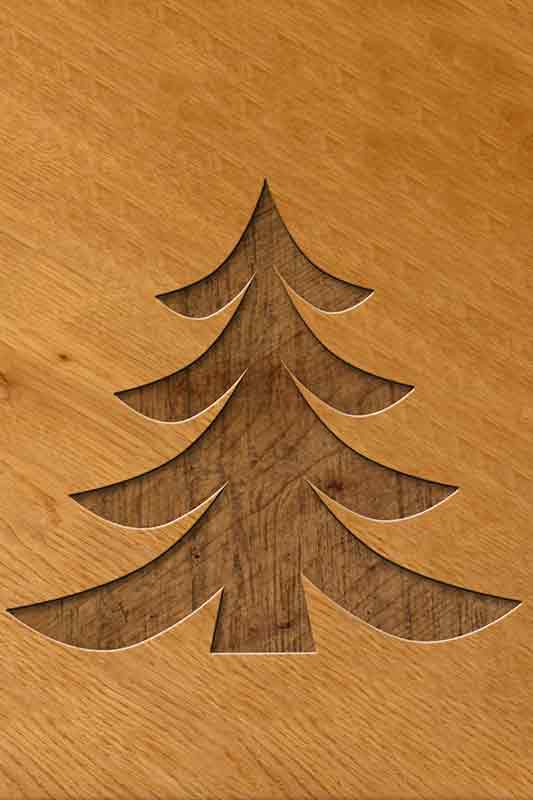 wooden engraved christmas tree cutout