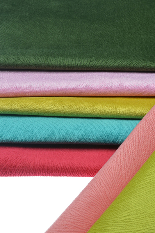 different coloured brushed silk fabrics