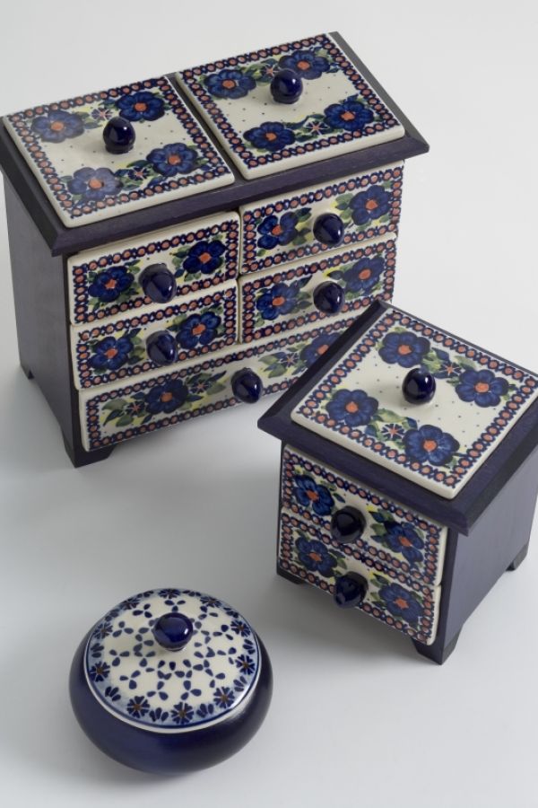 ceramic painted jewellery chests