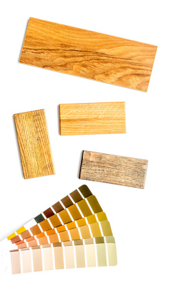 pieces of stained wood  with colour chart